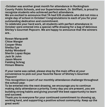 TAHS Daily Newsletter