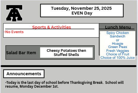 TAHS Daily Newsletter