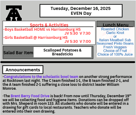 TAHS Daily Newsletter