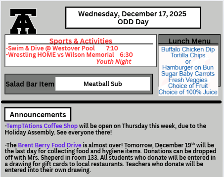 TAHS Daily Newsletter