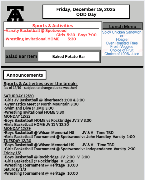 TAHS Daily Newsletter