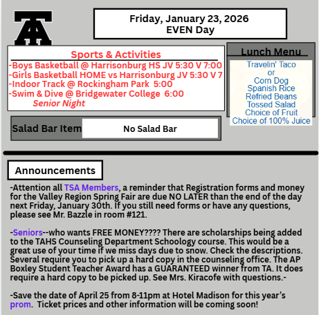 TAHS Daily Newsletter