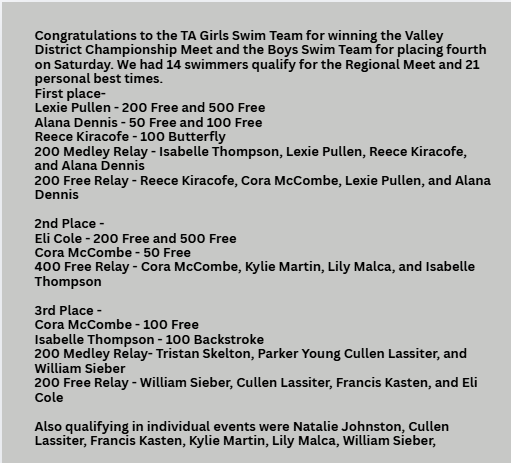 TAHS Daily Newsletter