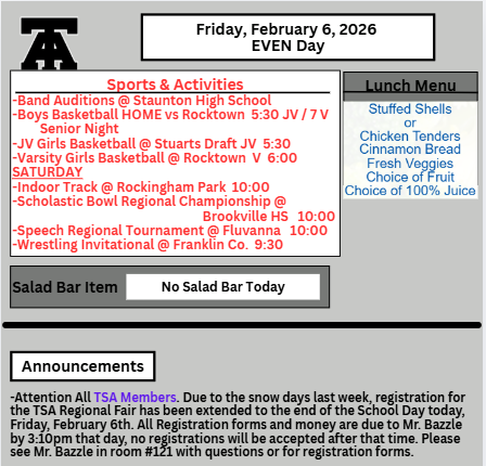 TAHS Daily Newsletter