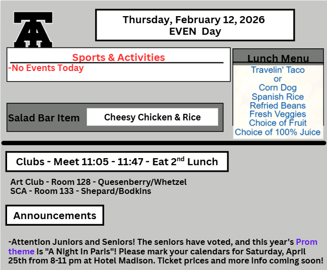 TAHS Daily Newsletter