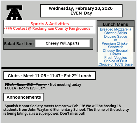 TAHS Daily Newsletter