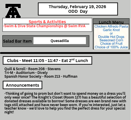 TAHS Daily Newsletter