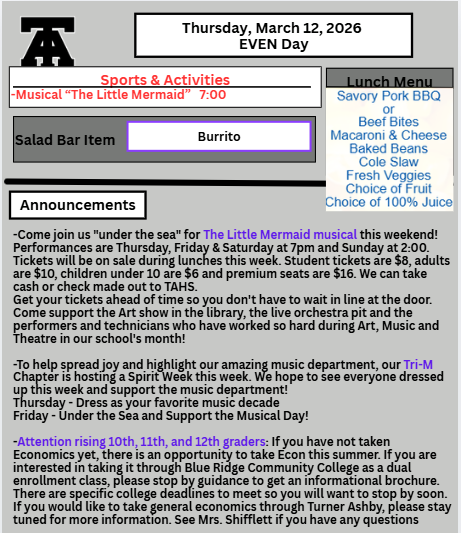 TAHS Daily Newsletter