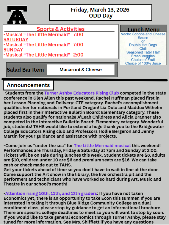 TAHS Daily Newsletter