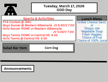 TAHS Daily Newsletter