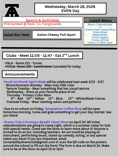 TAHS Daily Newsletter