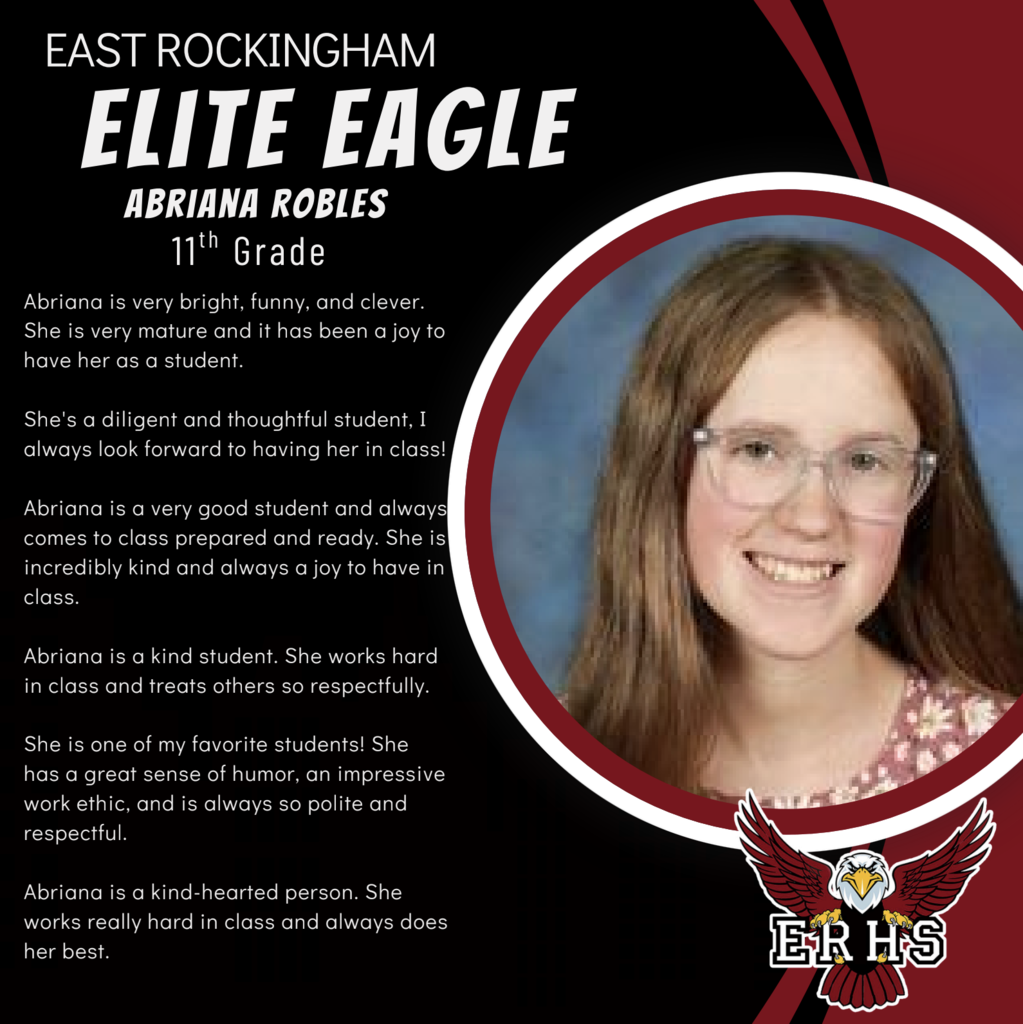 An award announcement for Elite Eagle includes a picture of a girl with glasses smiling, surrounded by text.