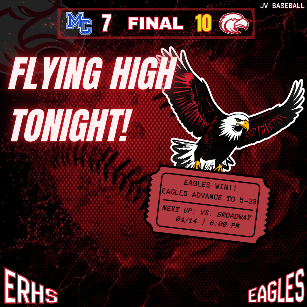 A sports event poster shows an eagle with wings spread wide on a ticket stub. Text reads: "FINAL 7 TO 10 EAGLES WIN!"