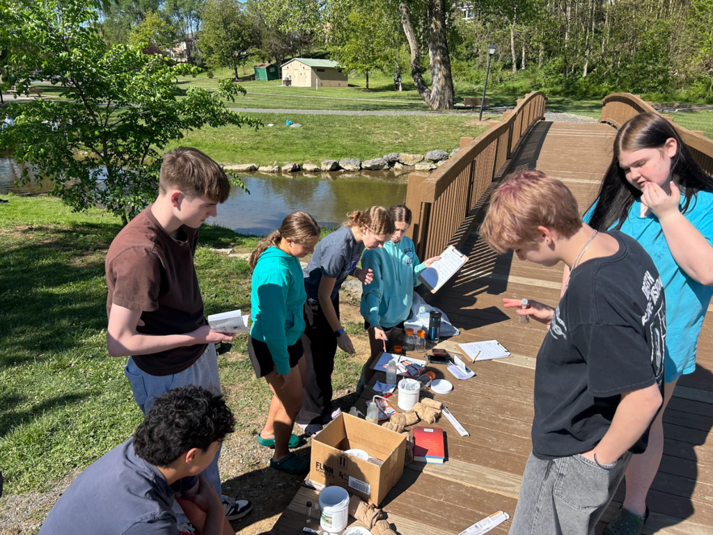 Students working on a project.