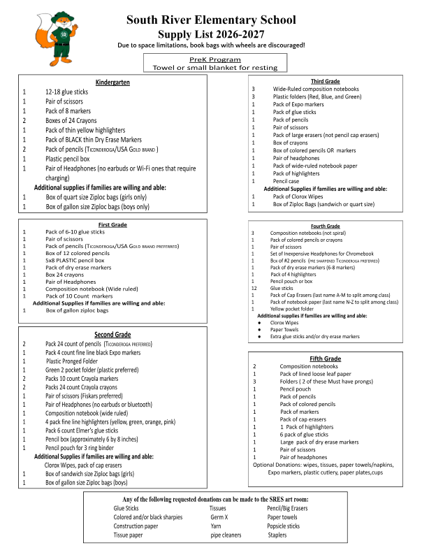 Supply list