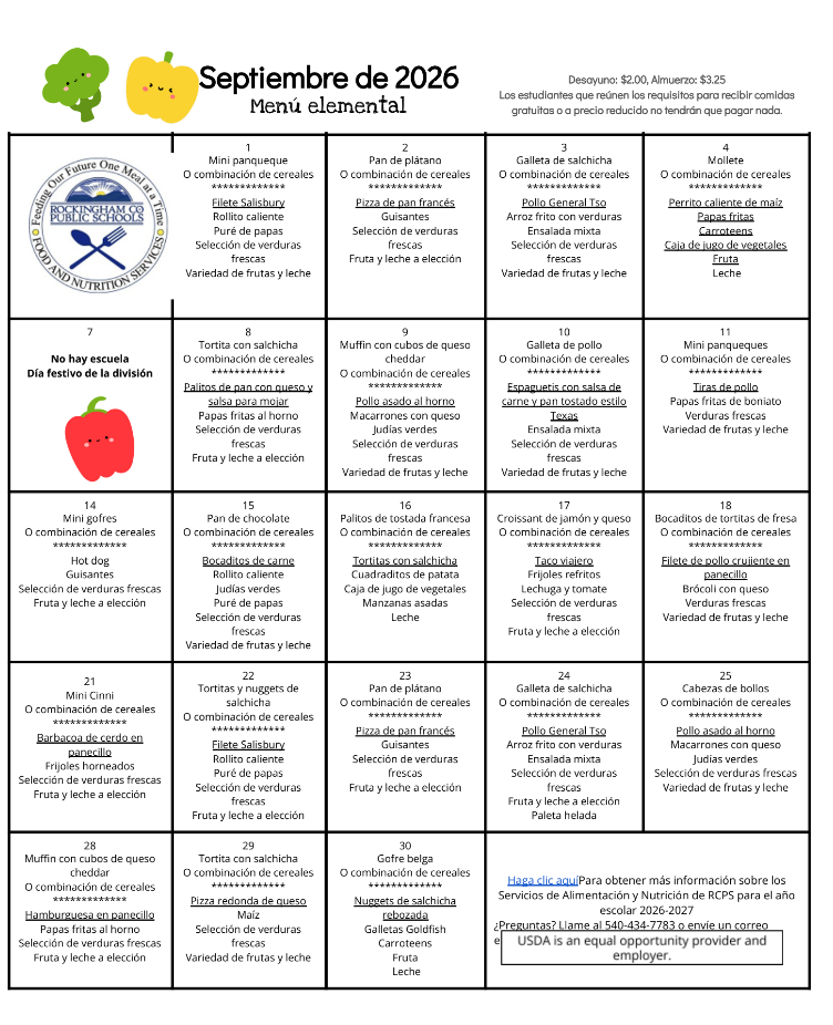 September Spanish Menu