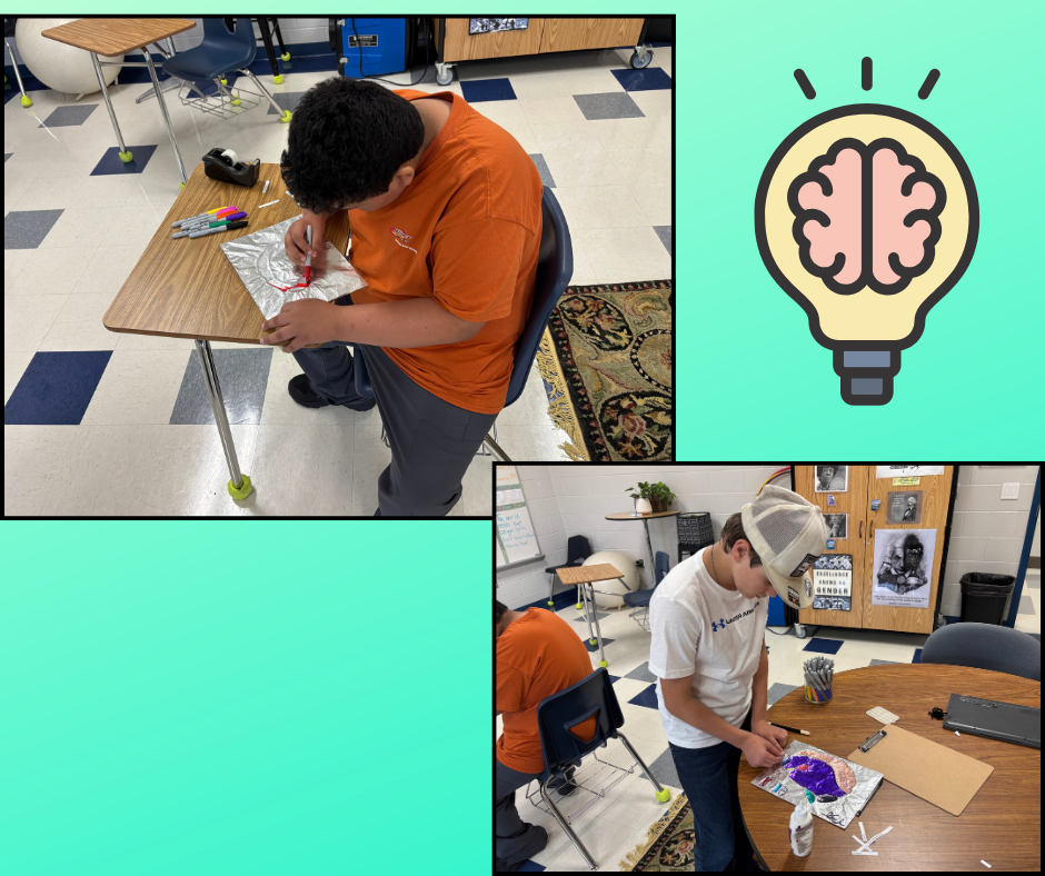 A collage of three images: a person working on a project at a desk, a lightbulb icon, and another person engaged in a project at a table.
