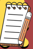 Clipart of a memo pad and pencil.