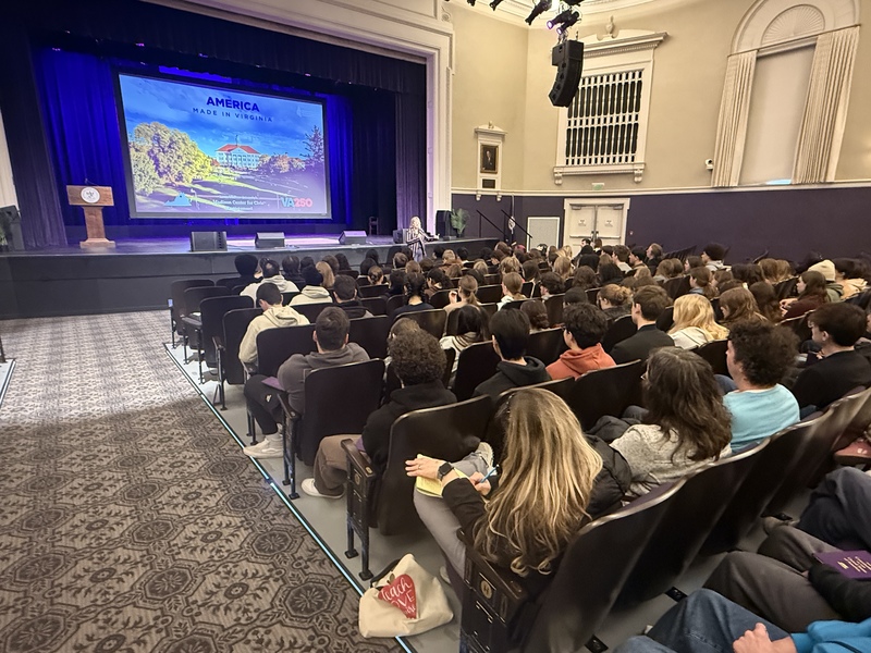 Students in Auditorium Watching a screen
