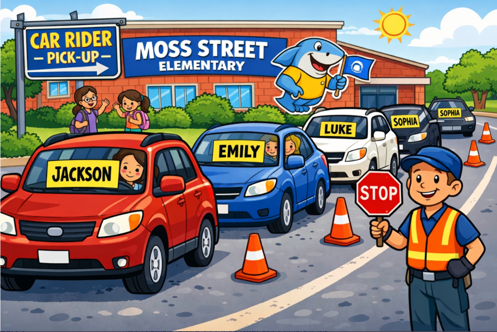 Car rider pick up line