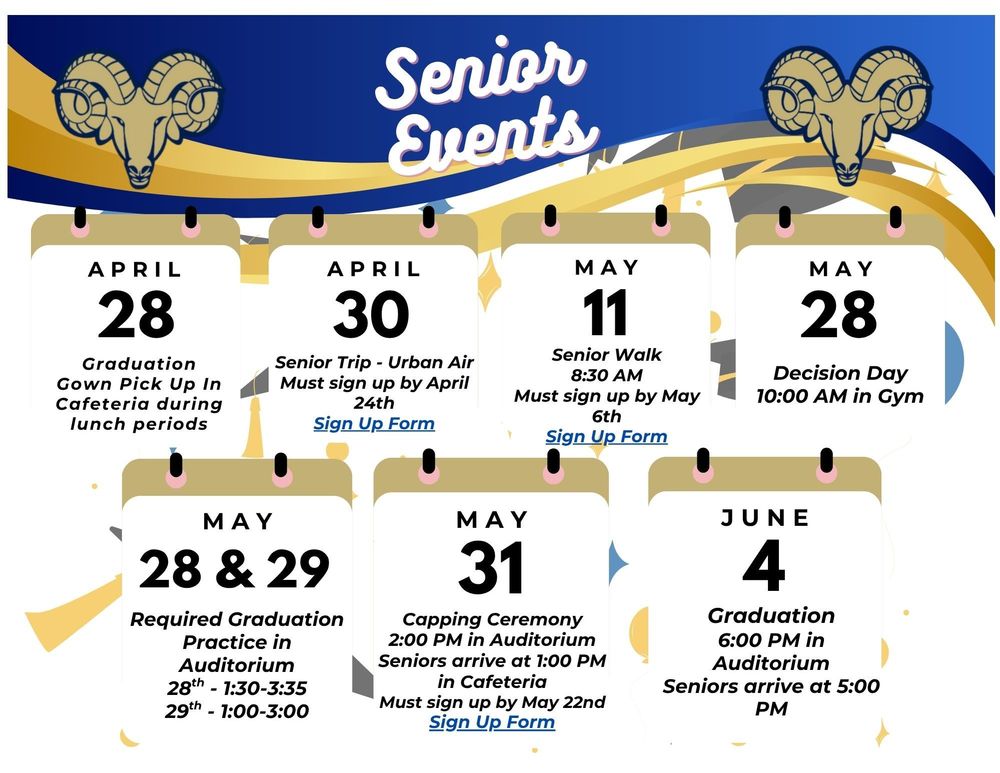 Senior Events April 28 through June 4