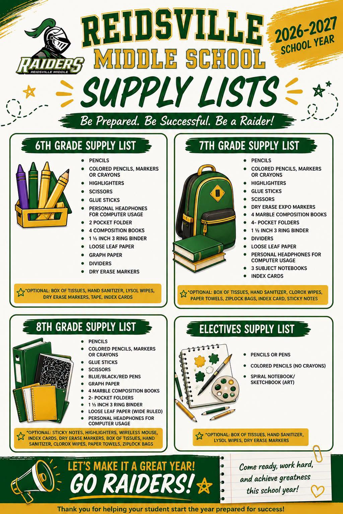 Reidsville Middle School Supply List