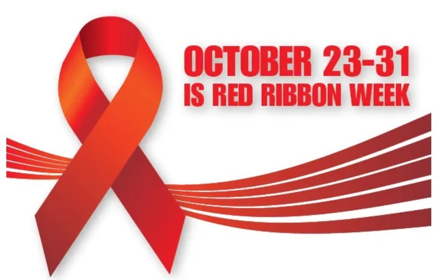 Red ribbon with words: October 23-31 is red ribbon week