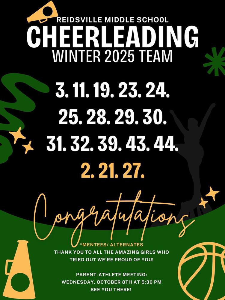 RMS WInter Cheerleading Team Numbers