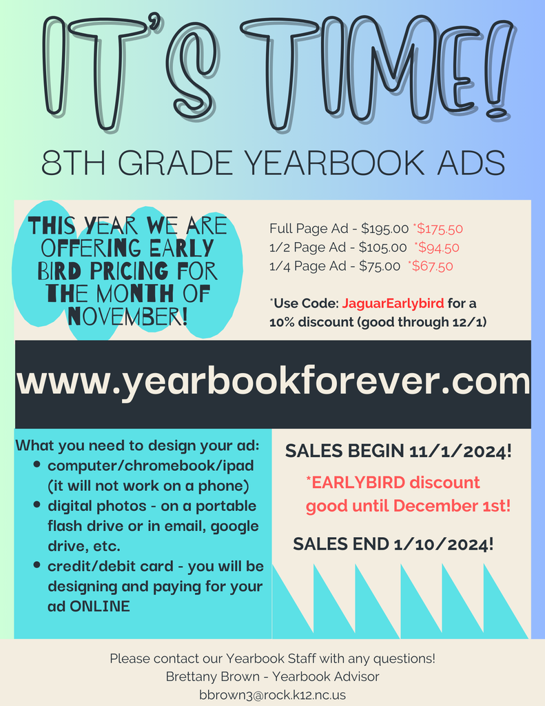 8th grade yearbook ad flyer