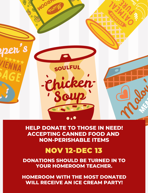 Food Drive from Nov 12 until Dec 13