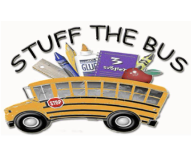 Stuff the Bus - clipart bus with school supplies