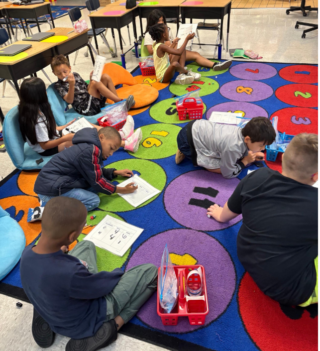third graders doing math review games