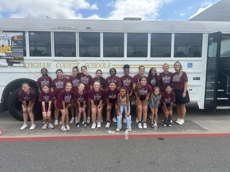 cheerleaders at stuff the bus