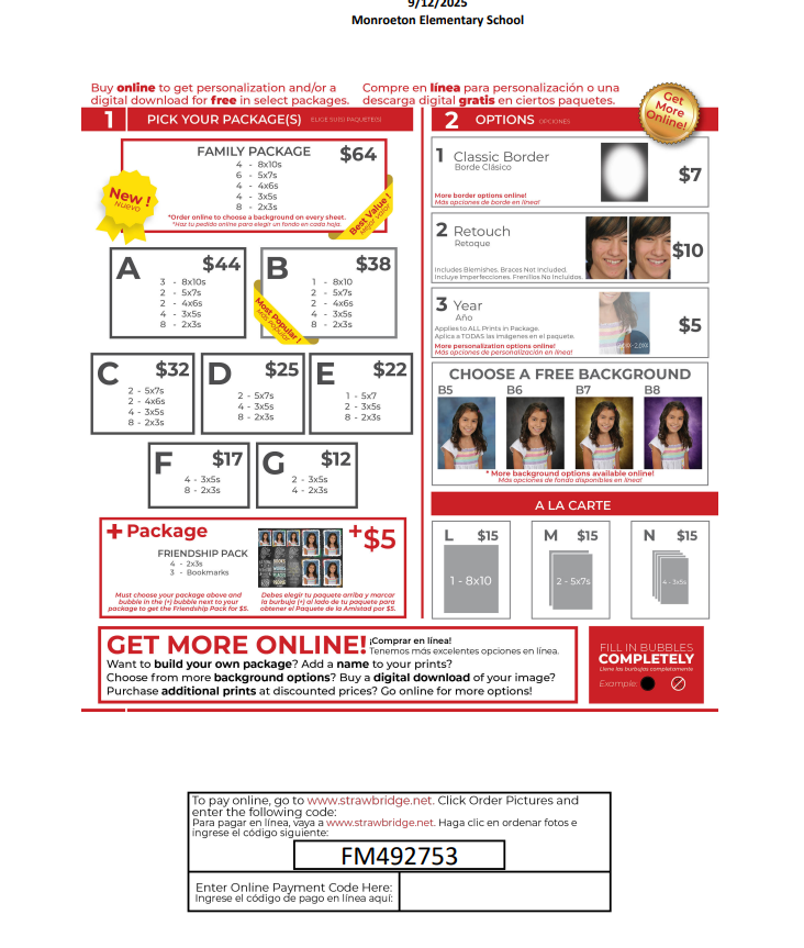 Picture day pricing