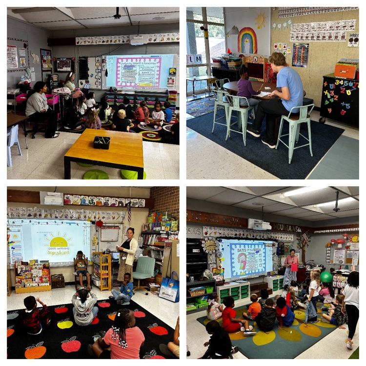 collage showcasing four classes participating in morning meeting 
