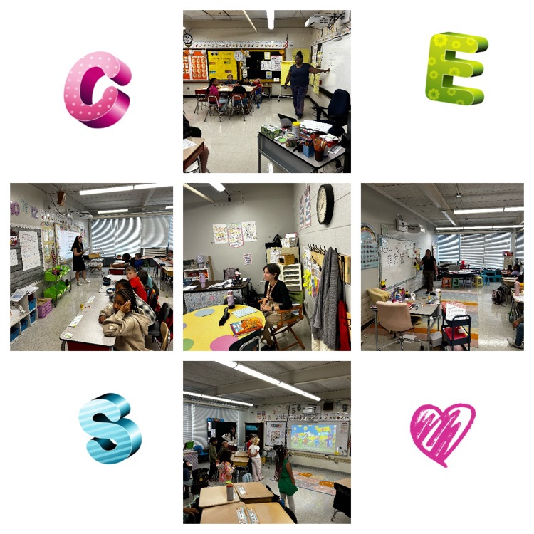 collage of five classrooms showing learning taking place
