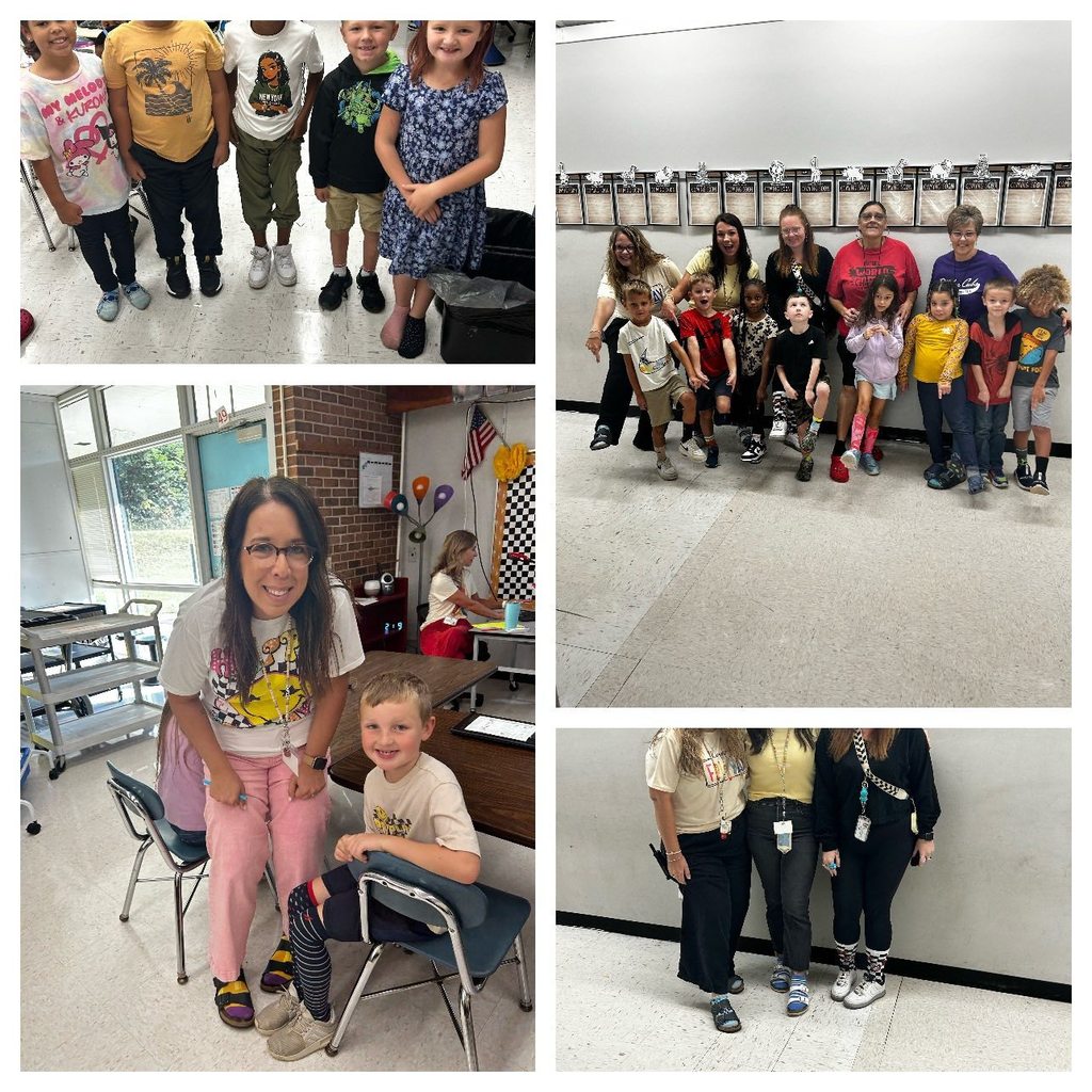 Collage contains photos of various students and staffs crazy socks. 