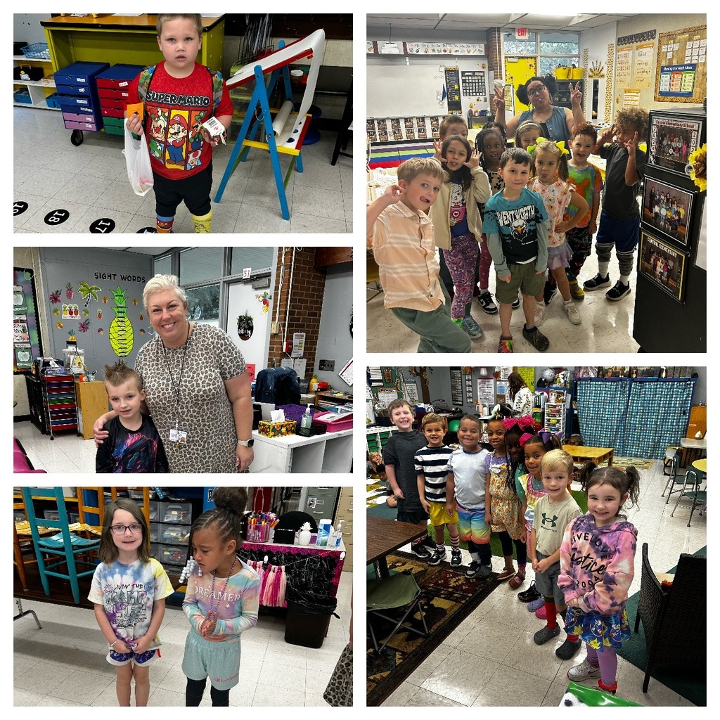 Collage showing students and staff dressed up and participating in Wacky Tacky Day