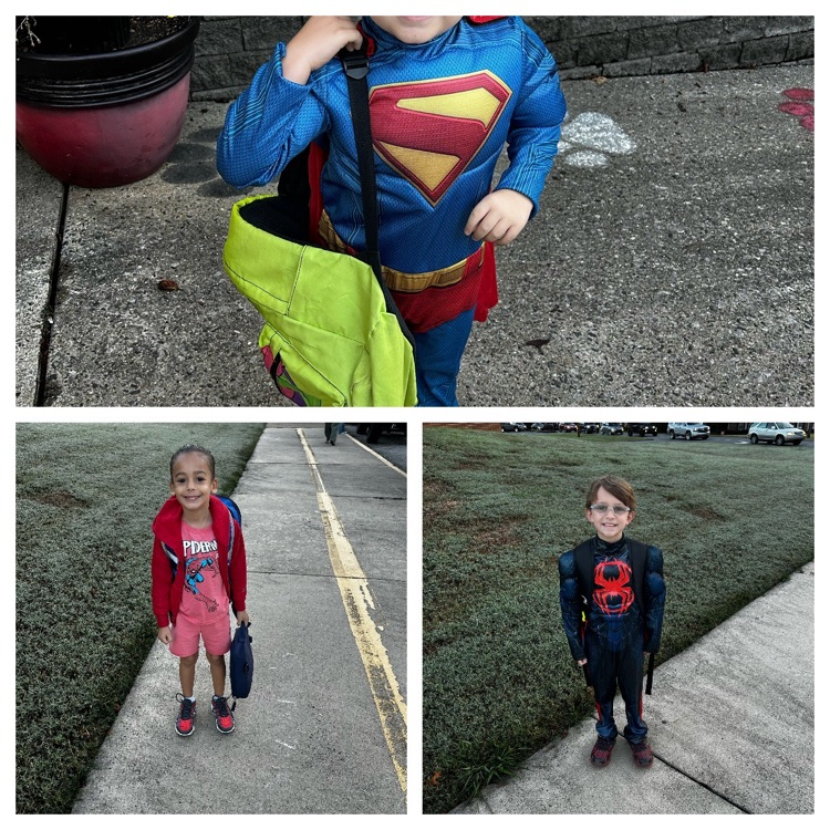 this contains a college of students and staff dressing up in various superhero costumes for super hero day.