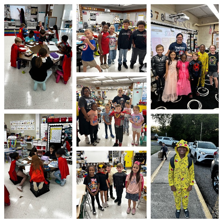 this contains a college of students and staff dressing up in various superhero costumes for super hero day.