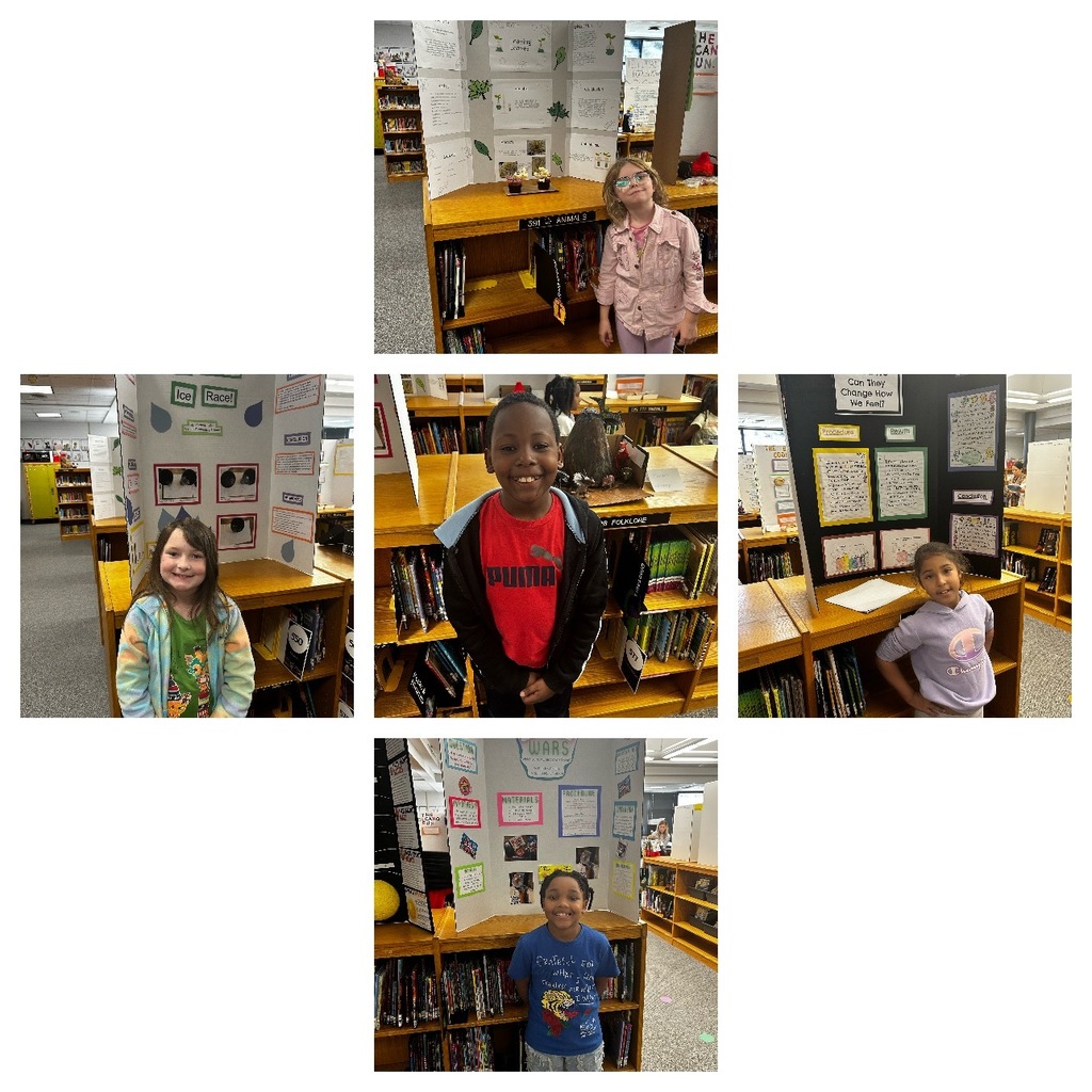 Collage of students standing with their Science fair projects