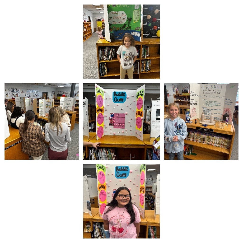Collage of students standing with their Science fair projects