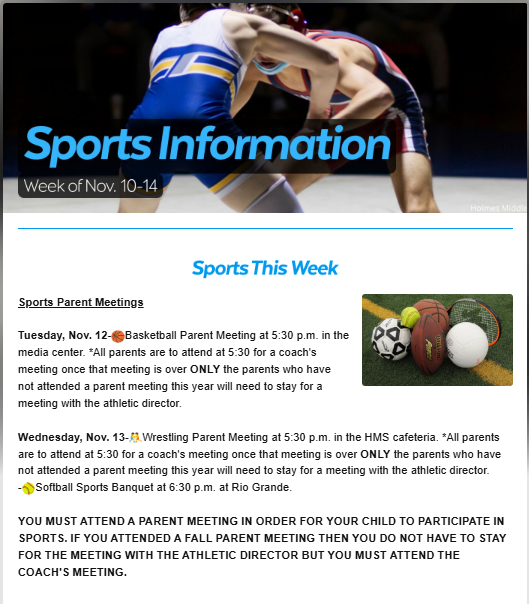 sports schedule for the week