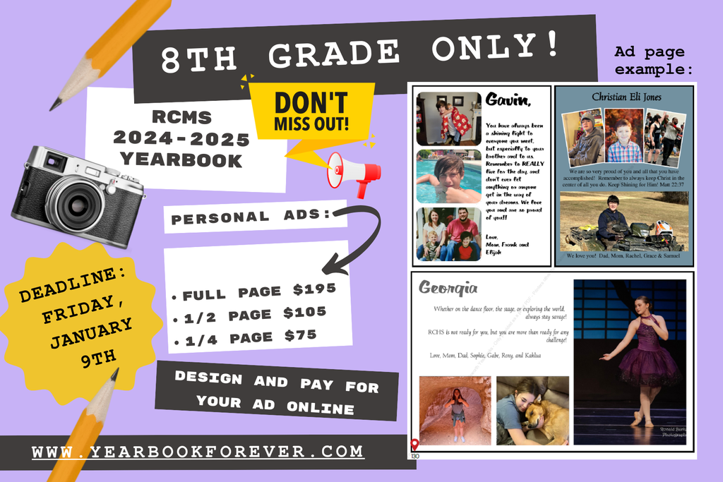 8th grade ad flyer - deadline Friday, January 9th