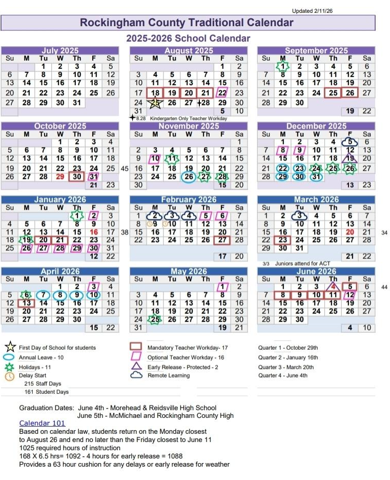 Updated 2025-2026 School Calendar