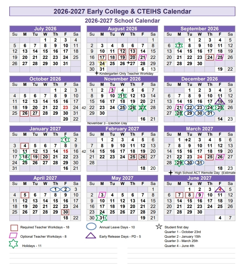 Early College Calendar