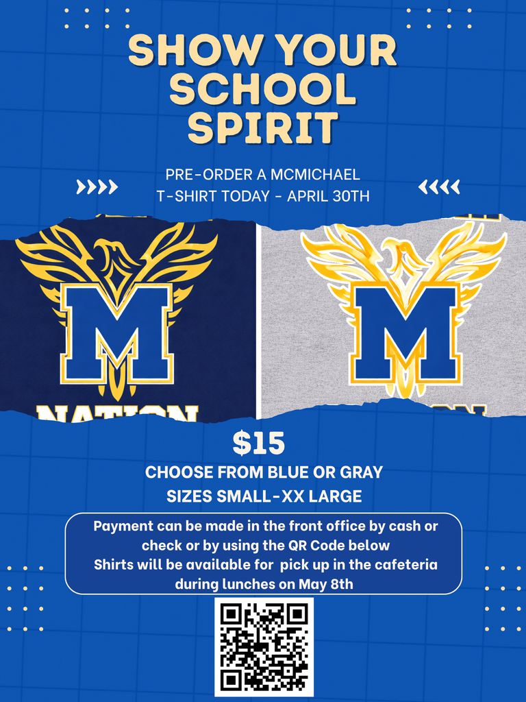Pre-Order a McMichael t-shirt today - April 30th.  QR code is included in image.  Price is $15.