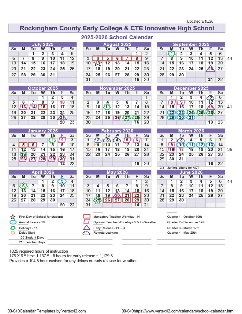 Early College Calendar