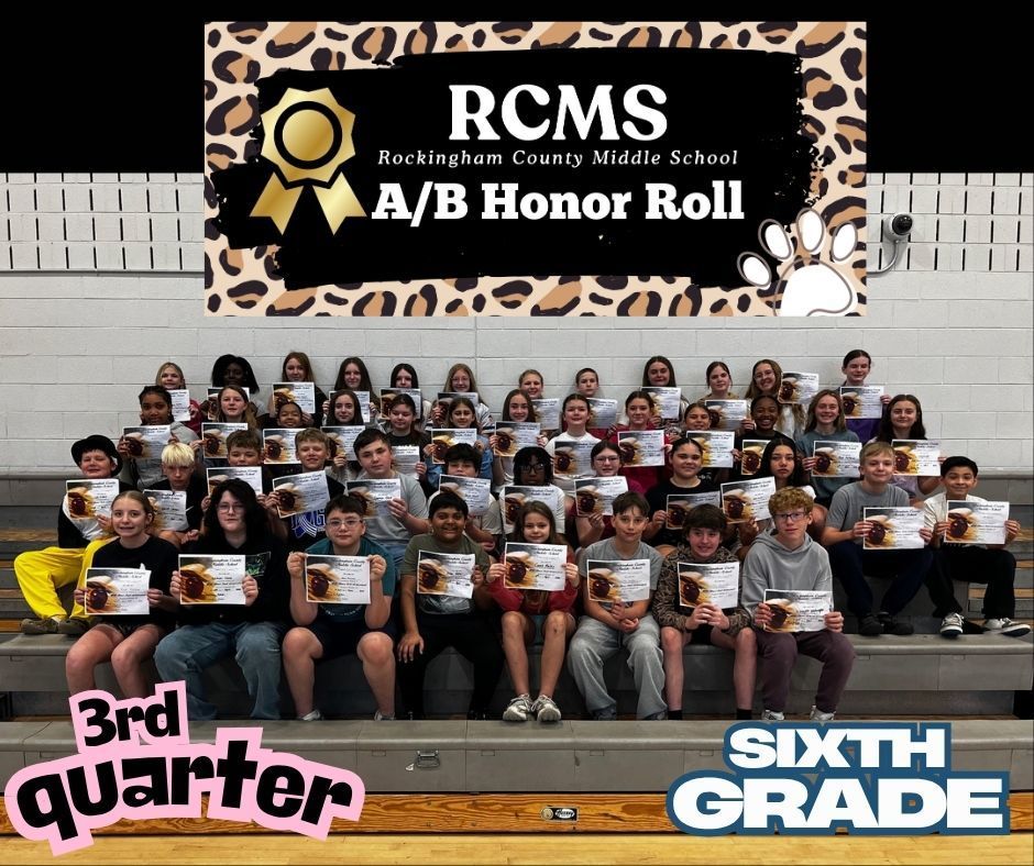 6th grade A/B honor roll students posing on bleachers with certificates