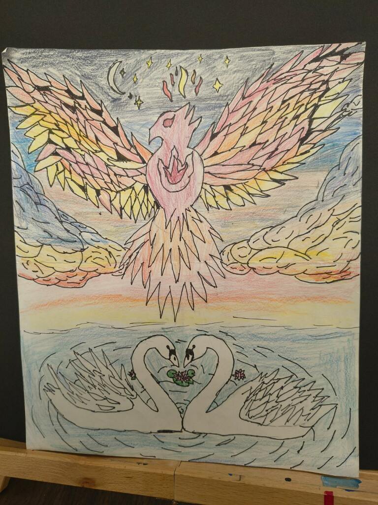 student art phoenix and swan